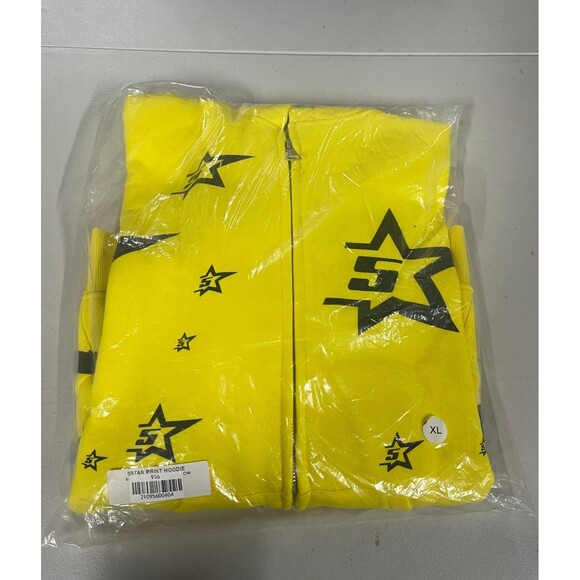 Sp5der 5Star Print Yellow Black Hoodie Men's Size XL - Picture 5 of 5